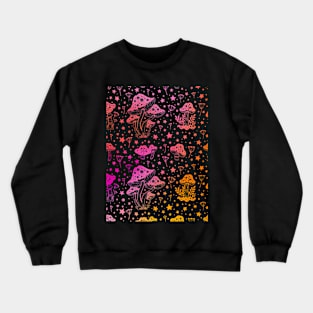 Mushroom Moon Pattern in Pink and Orange Crewneck Sweatshirt